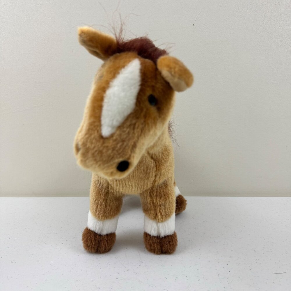 Vintage ASI Plush Brown Horse Stuffed Animal Plush Toy With White Accents - Picture 2 of 9
